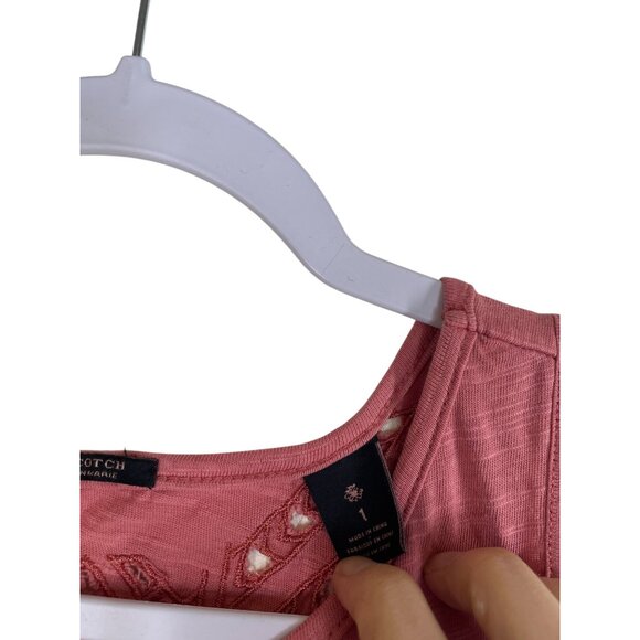 Scotch & Soda Womens Sleeveless Pink Embroidered Cotton Dress With Waist Tie - Picture 3 of 8